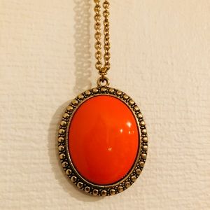 *SALE* Orange Pendant necklace with Good Chain